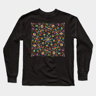 Mexican seamless pattern in dark colors Long Sleeve T-Shirt